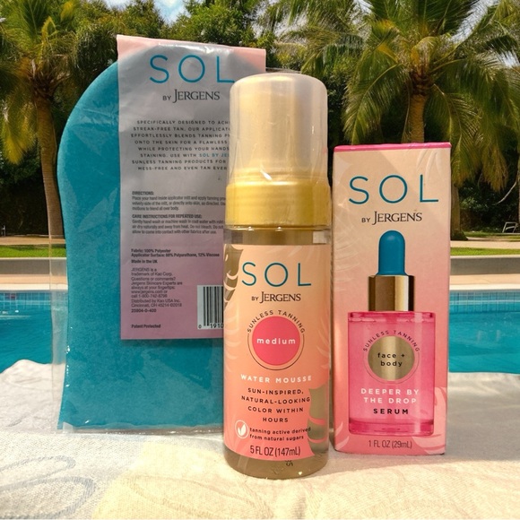 SUNLESS TANNING SET MEDIUM MOUSSE, SERUM & APPLICATOR MITT NWT - Picture 10 of 10